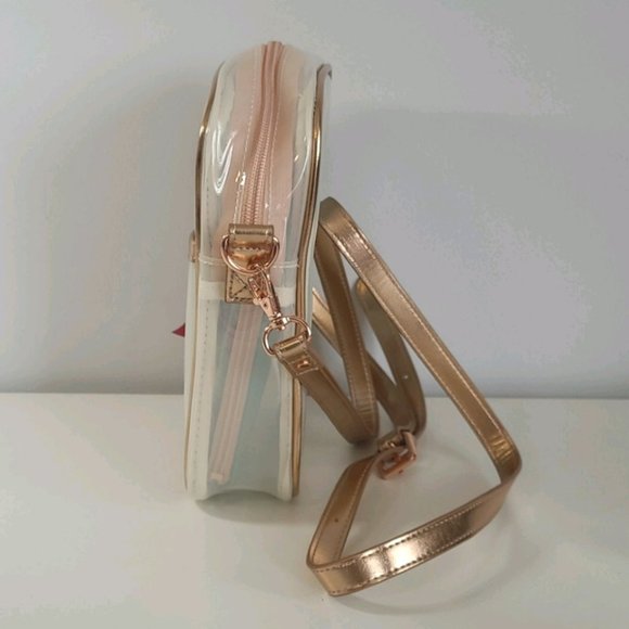 DISNEY Rose Gold Teal Clear PVC Minnie Mouse Daisy Duck Crossbody Bag - Picture 4 of 14